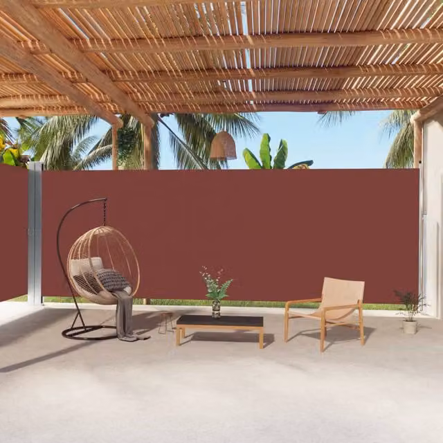 Berkfield Home Brown Retractable Polyester Roller Side Awning W/D/H: 1000 x 220 x 0 cm