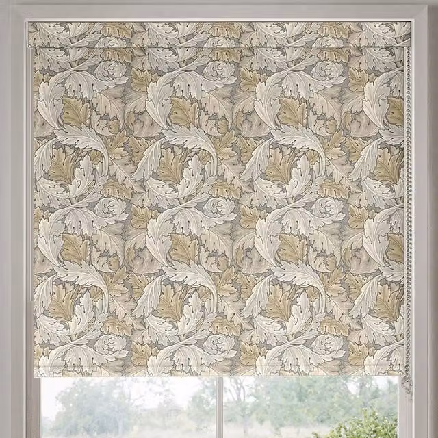 William Morris At Home Acanthus Translucent Made to Measure Roller Blind, Grey, Green and Multicolour Floral Design