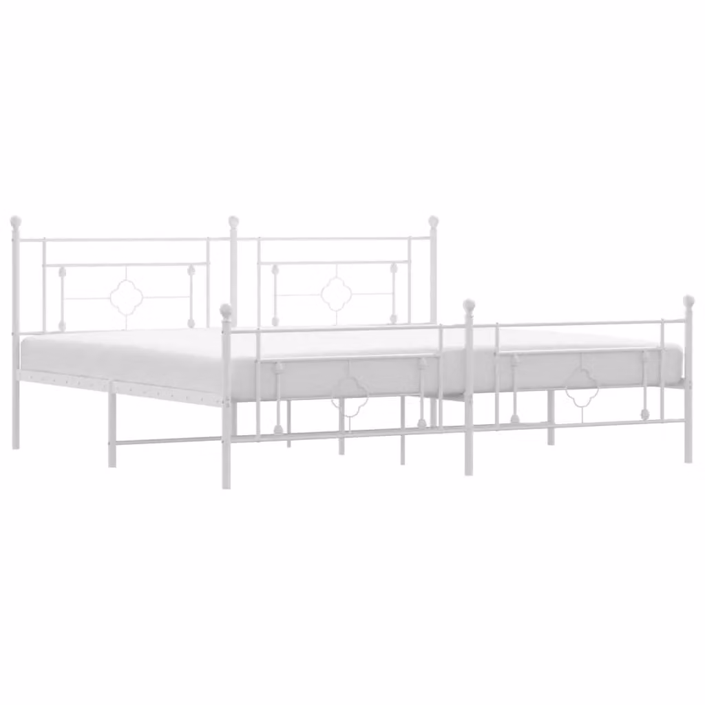 Berkfield Home Metal Bed Frame with Footboard in White – 2