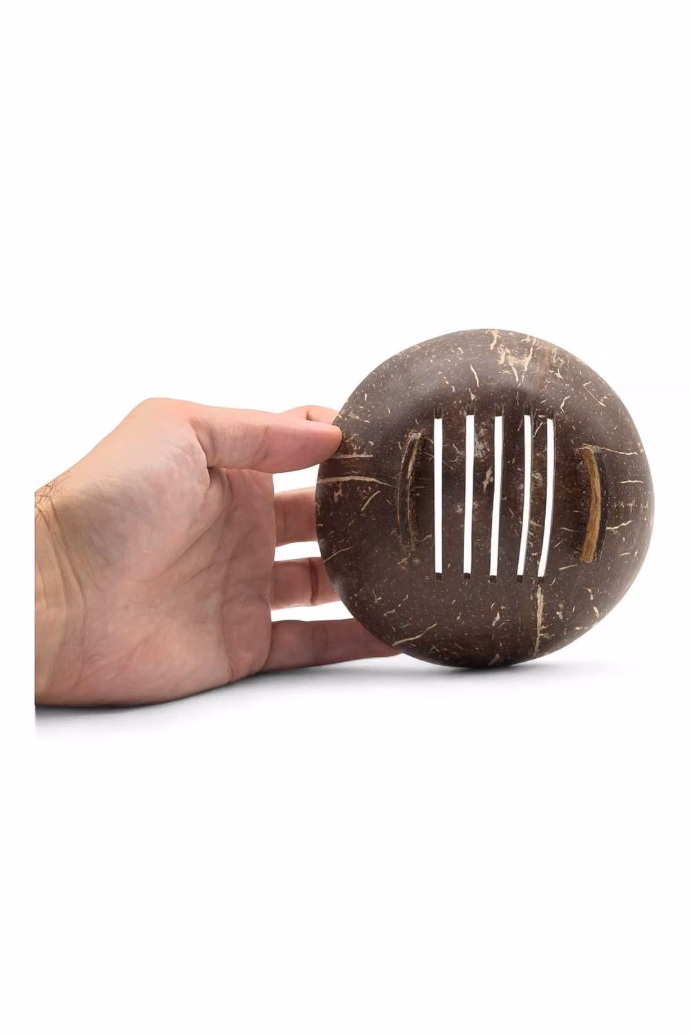 KDMD Natural Coconut Soap Dish Round with Drainage, Brown, Diameter: 11 cm – 2