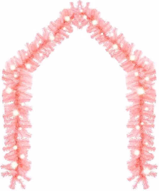 Berkfield Home Cosy Christmas Garland with LED Lights, Pink, 10 m