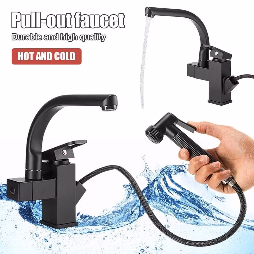 Kelvenix 2 in 1 Pull Out Spray Head Kitchen Mixer Tap in Matt Black – 3