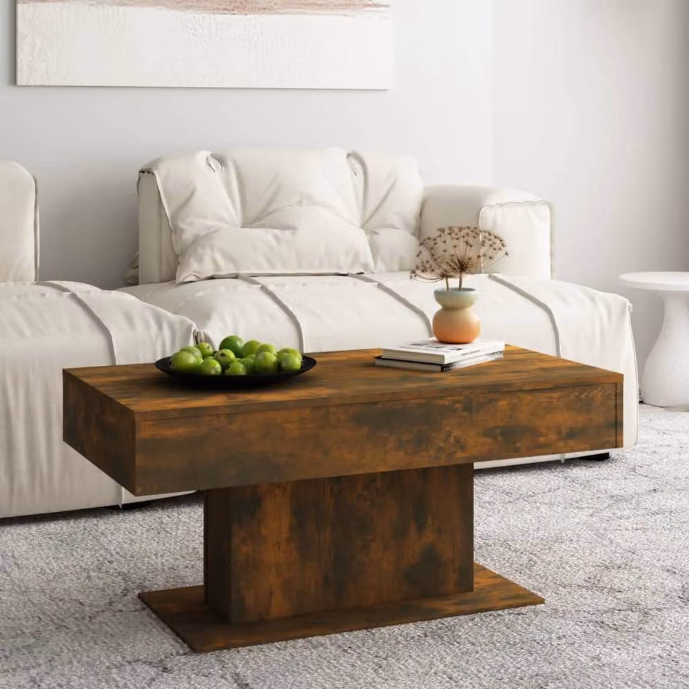 Berkfield Home Smoked Oak Coffee Table in Brown, W/D/H: 96 x 50 x 45 cm – 2