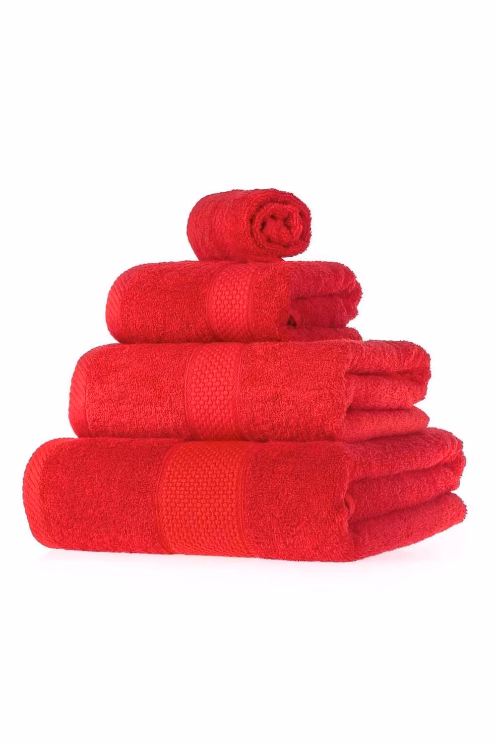 Homescapes Red Turkish Cotton 4 Piece Towel Set, 500 GSM Heavyweight Fluffy Towels – 2
