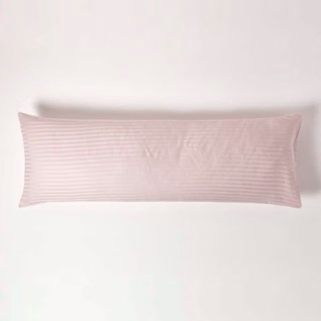 Homescapes Ultrasoft Egyptian Cotton Mako Satin Body Pillowcase, Pink, 400 TC