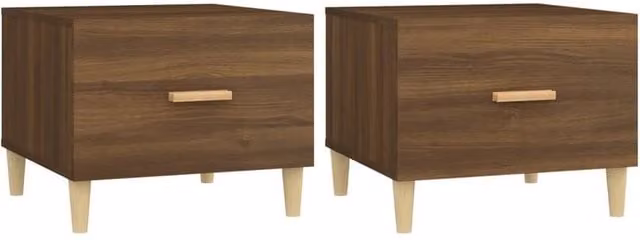Berkfield Home Set of 2 Square Coffee Tables in Brown Oak, W/D/H: 50 x 50 x 40 cm