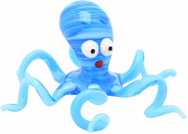 Objets d'Art Miniature Blue Striped Glass Octopus Figurine