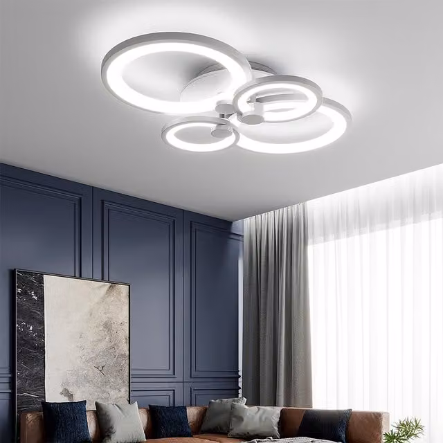 Livingandhome Modern Round LED Ceiling Light, Cool White, 54W, White