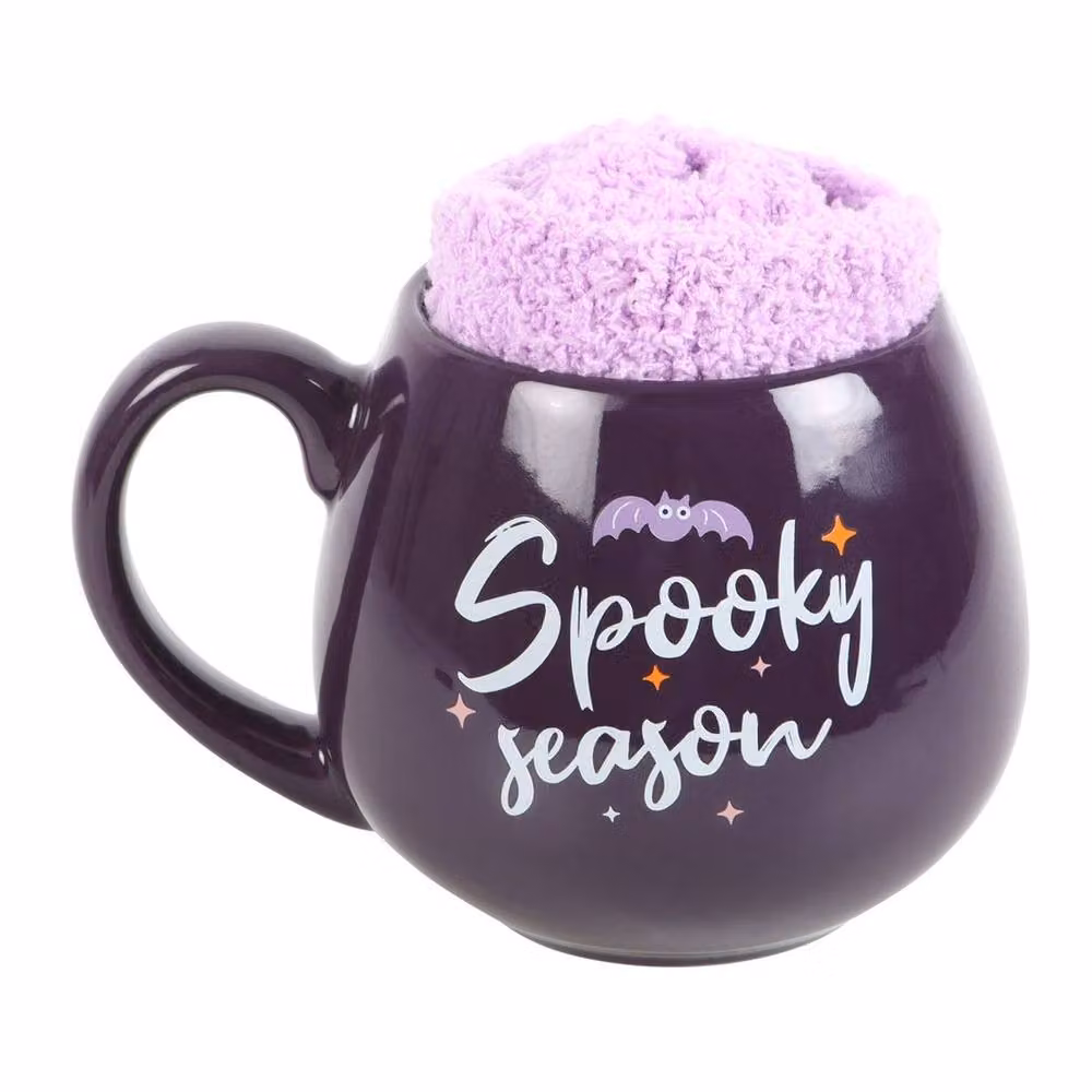 Uniqueful Spooky Season Mug and Socks Set in Purple, 550ml – 2