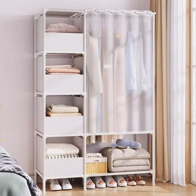 KORVIXA Large Freestanding Wardrobe in White with Transparent Doors, W/D/H: 100 x 100 x 170 cm – 1