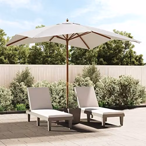 vidaXL Garden Parasol with Wooden Pole in Sand, W: 300 cm, D: 300 cm, H: 273 cm – 2