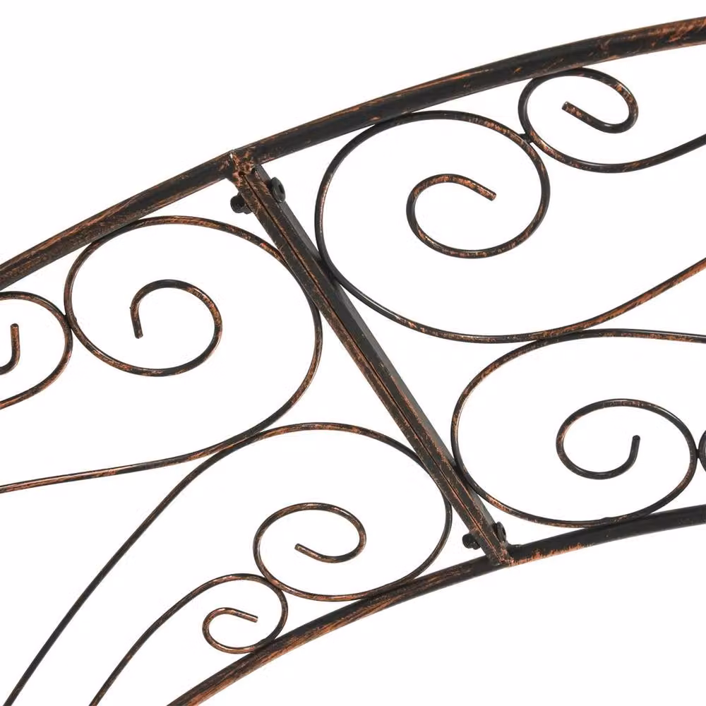 VOGREX Metal Garden Arch Arbour in Bronze for Climbing Plants, H 226 x W 120 x D 30 cm – 3