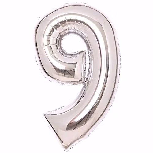 Amscan Silver Number 9 Large Foil Balloon for Birthdays and Anniversaries