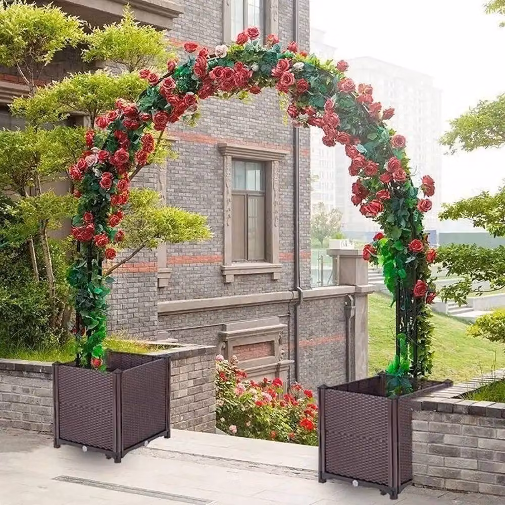 SPETLEK Black Metal Tubular Garden Arch Trellis for Climbing Plants, H 240 cm x W 140 cm x D 37 cm – 2