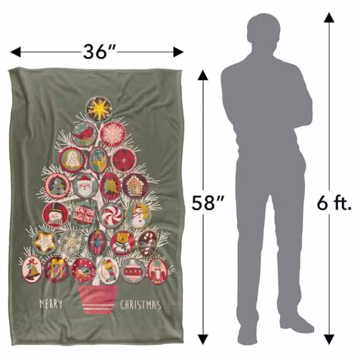 JQ Licensing Christmas Tree Ornaments Silky Touch Super Soft Fleece Throw Blanket, Multicolour, W/D/H: 91 x 147 cm – 4