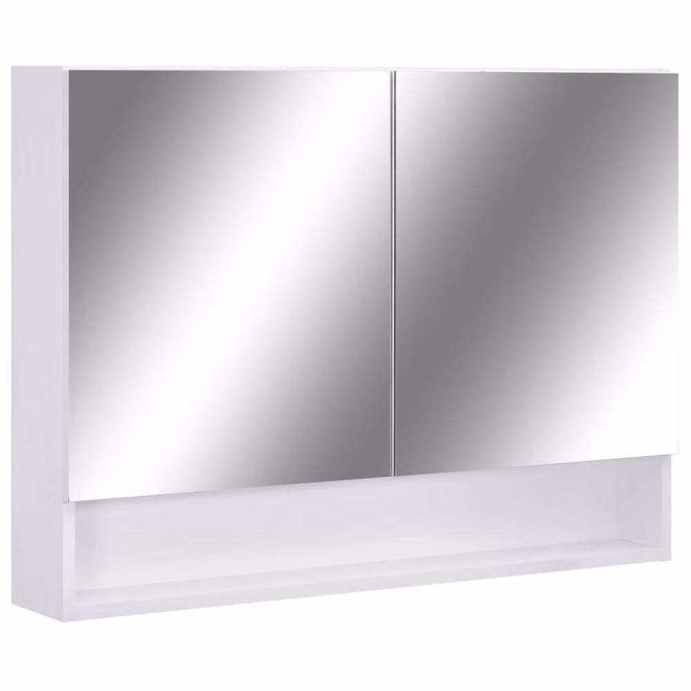 Berkfield Home LED Bathroom Mirror Cabinet in White with Glass Doors, W/D/H: 80 x 15 x 60 cm – 3