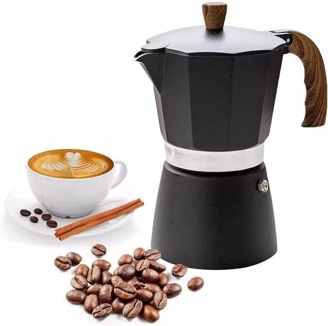 FLAVORA Espresso Stove Top Coffee Maker in Black – 1