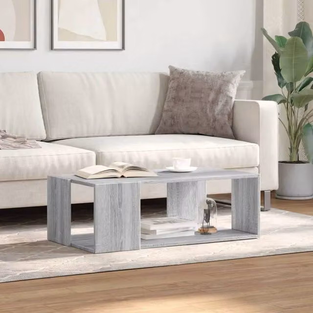 Berkfield Home Decorative Coffee Table in Grey Sonoma, W: 89.5 cm, D: 48 cm, H: 30 cm, Engineered Wood – 1