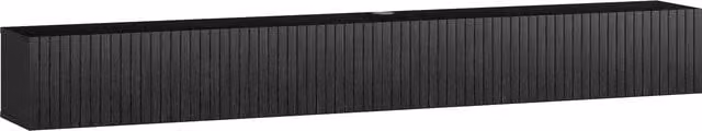 HOMCOM Modern Black Matt Floating TV Stand, Wall Mount TV Unit with Cable Management, Fits up to 72 inch TVs, Width: 180 cm – 1