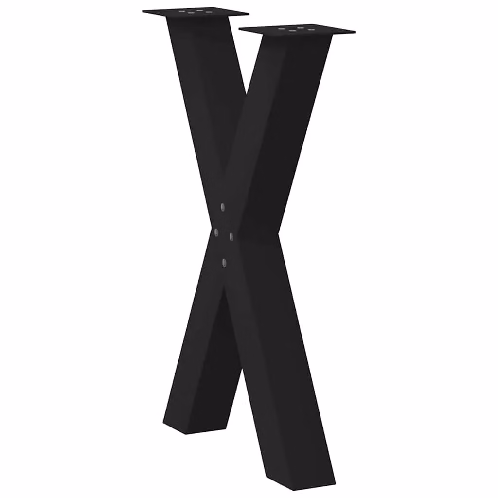 Berkfield Home X-Shaped Dining Table Legs, 2 Piece Black Steel Set, H: 72.5 cm x W: 50 cm – 4