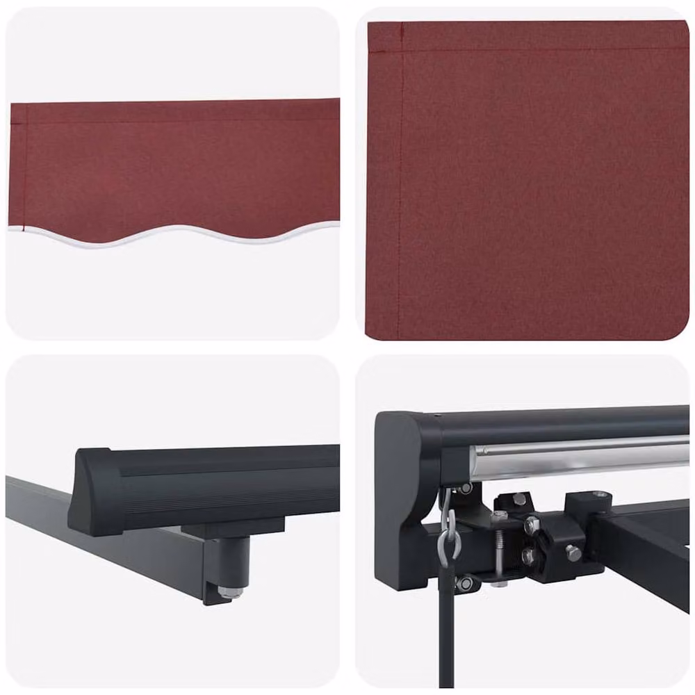 Berkfield Home Manual Retractable Folding Arm Awning in Red Polyester, W: 300 cm, D: 250 cm, H: 245 cm – 5