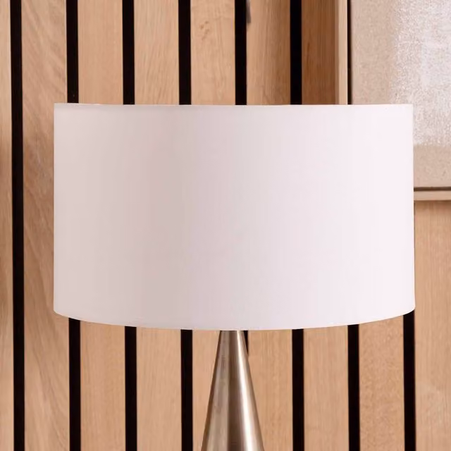 Ruma White Cylinder Fabric Lampshade for Table and Floor Lamps, Diameter: 25.4 cm