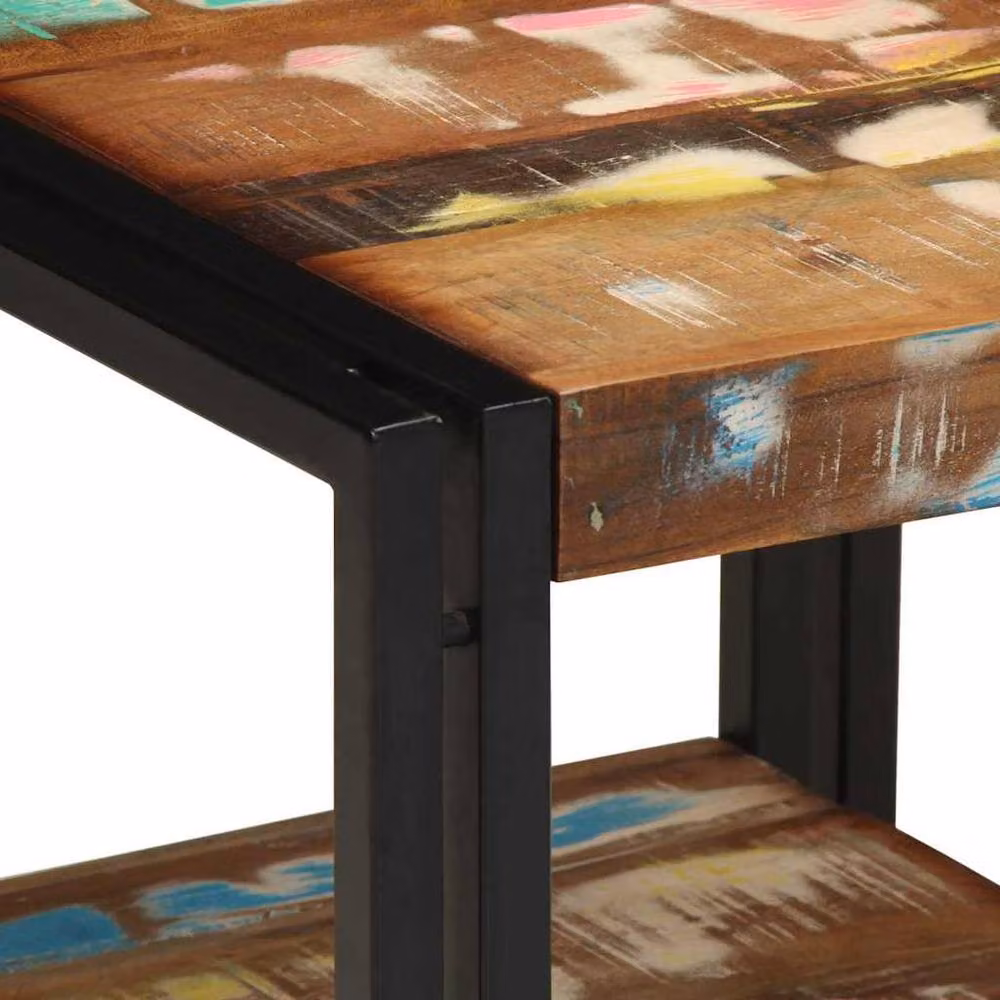 Berkfield Home Multicolour Reclaimed Solid Wood Coffee Table W/D/H: 40 x 50 x 38 cm – 5