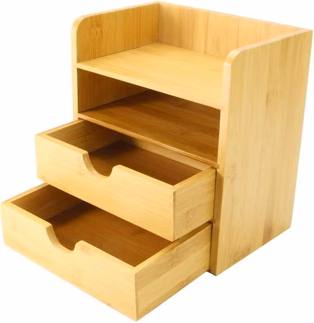 Maison & White Multi-Compartment 4-Tier Bamboo Desktop Organiser, Brown
