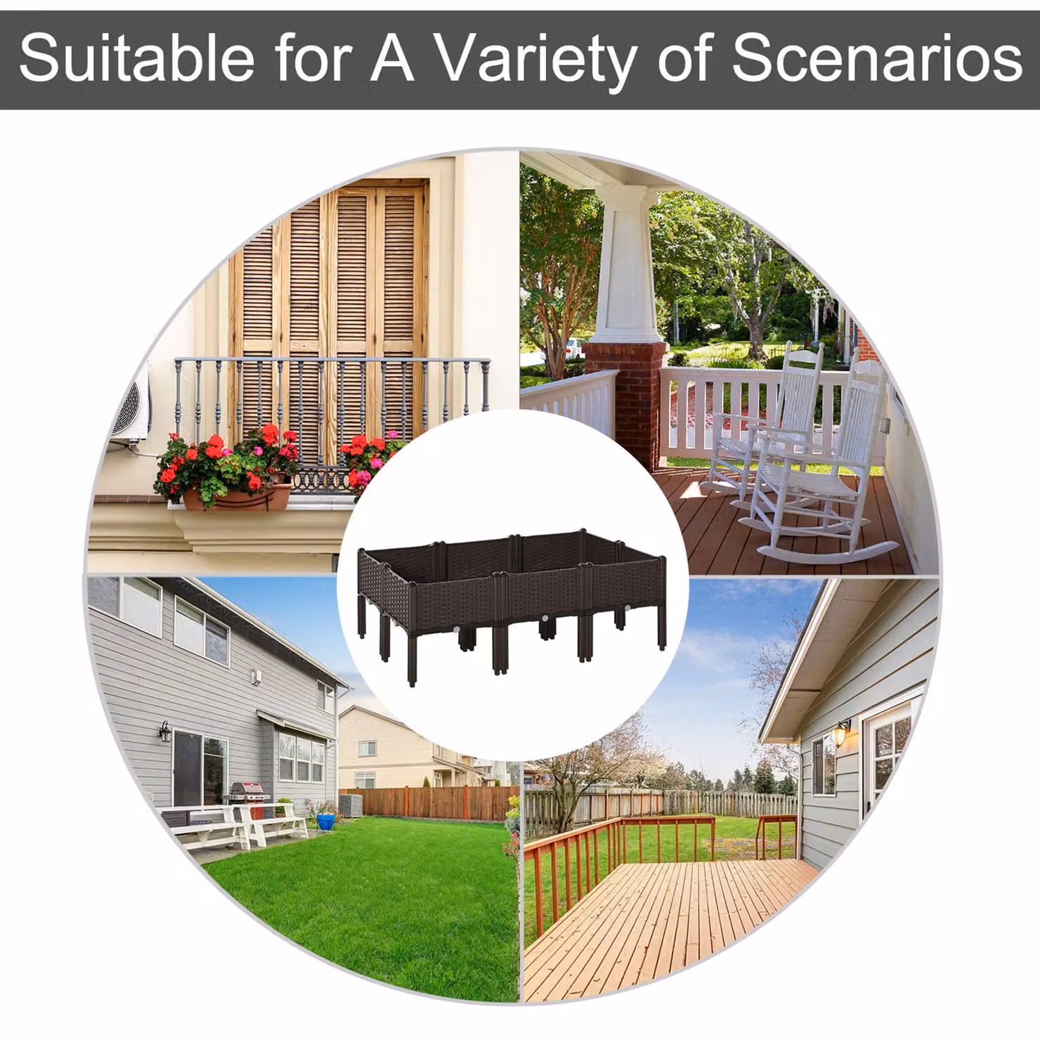 Outsunny Set of 6 Brown Plastic Raised Planter Boxes for Vegetable Gardens, W: 40 cm, H: 44 cm, Volume: 40 l – 5