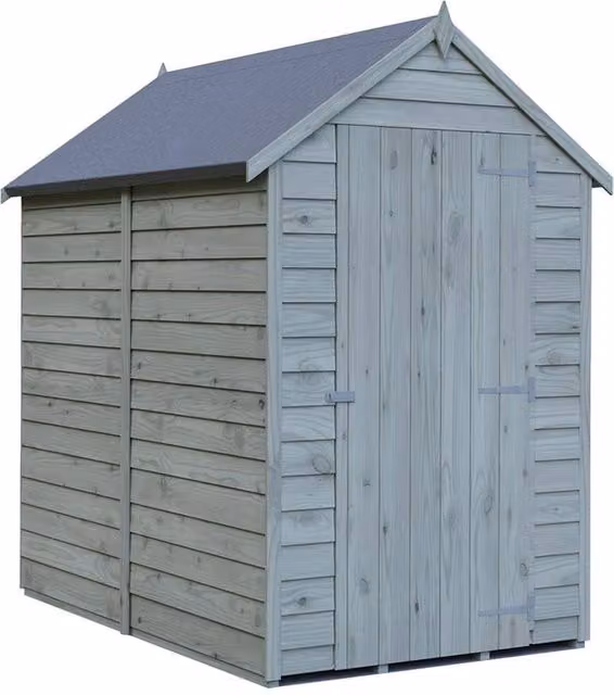 Shires Overlap Pressure Treated Single Door Shed in Grey, W: 182.8 cm, D: 201.9 cm, H: 135.9 cm