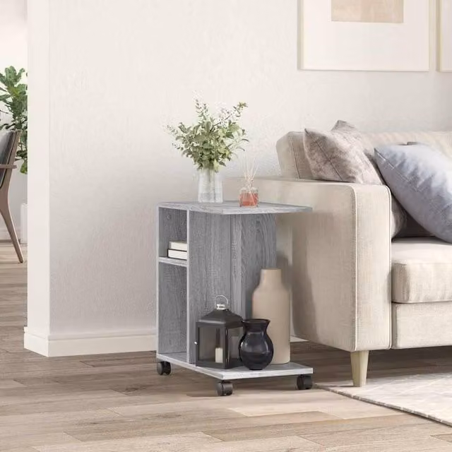 Berkfield Home Grey Sonoma Side Table with Wheels, W/D/H: 50 x 30 x 55 cm – 1