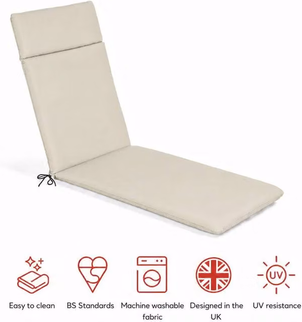 Glendale Garden & Leisure Ltd Rectangular SP Lounger Cushion in Sand/Beige