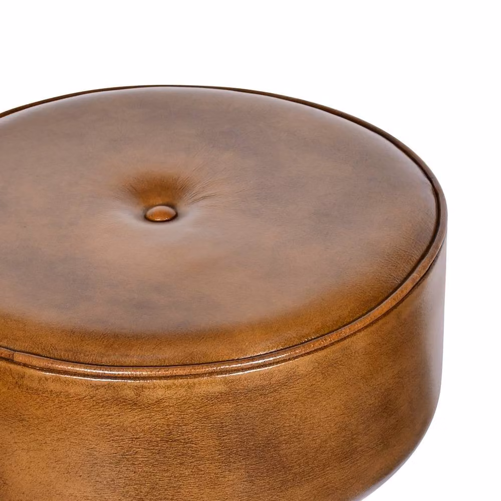 Elm Home And Garden Modern Tan Brown Genuine Leather Kitchen Bar Stool – 2