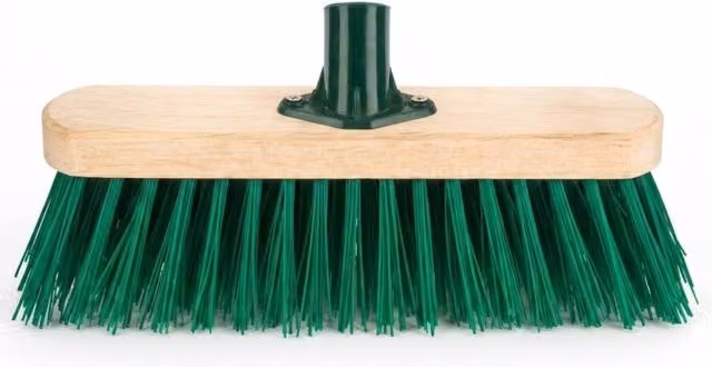 Bedsland Heavy Duty Broom with Green Bristles and Wooden Block, Width: 30.48 cm