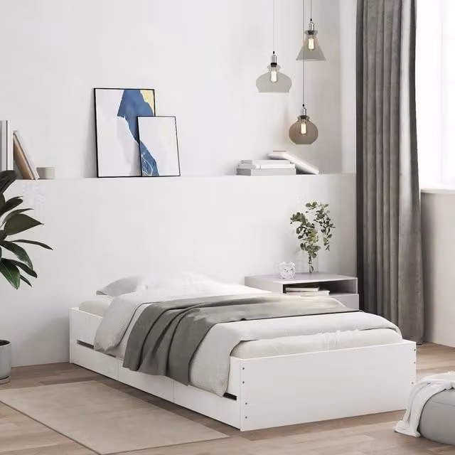 Berkfield Home Small Single Bed Frame with Drawers, White