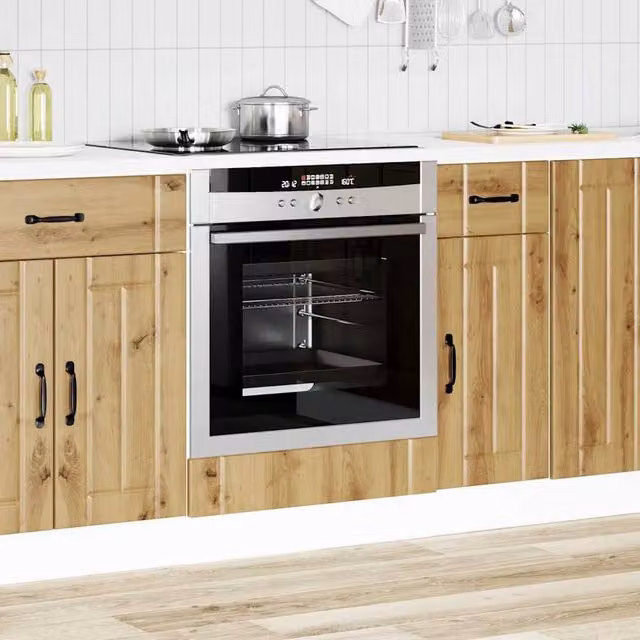 Berkfield Home Lucca Artisan Oak Oven Cabinet in Brown, W/D/H: 60.0 x 46.0 x 81.5 cm