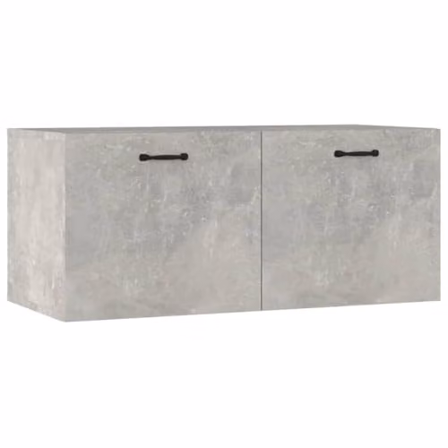 vidaXL Wall Cabinet in Concrete Grey, MDF with Internal Shelves and Hinged Doors, W: 80 cm, D: 36.5 cm, H: 35 cm – 1