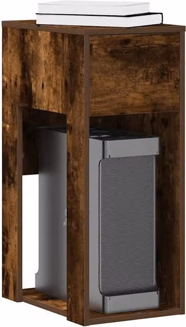 Berkfield Home Computer Tower Stand with Drawer in Smoked Oak Brown, W/D/H: 30 x 44 x 74 cm – 1