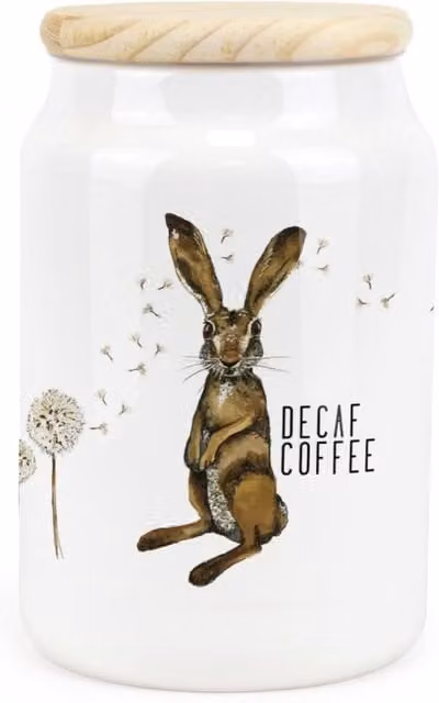 Purely Home Ceramic Decaf Coffee Storage Canister in Brown and White