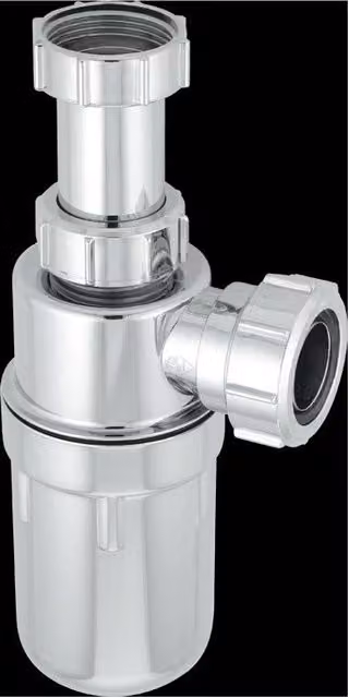 McAlpine C10AR-CP Chrome Plated Plastic Adjustable Bottle Trap in White and Silver – 1