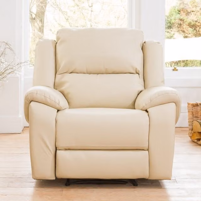 Artemis Home Brookhaven Electric Recliner Armchair in Beige and White Synthetic Leather
