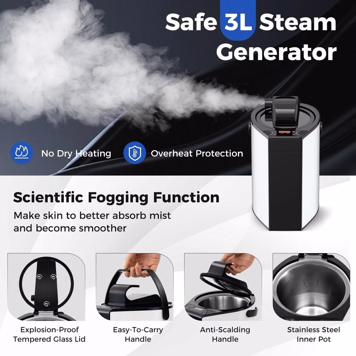 Gymax Portable Full Body Steam Sauna Tent with 3L Steam Generator in Black – 4
