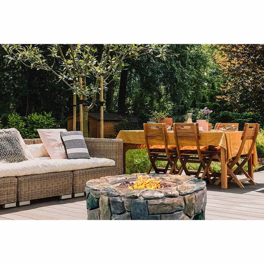 Centurion Supports KALUYA Bronze Gas Fire Pit with Stone Finish, W/D/H: 70 x 35 x 24 cm – 5