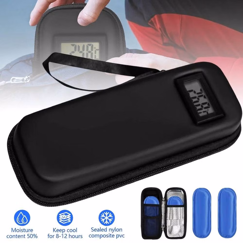 NESTLUNE Portable Insulin Cool Bag with Digital Temperature Display and Travel Pen Case in Black – 2