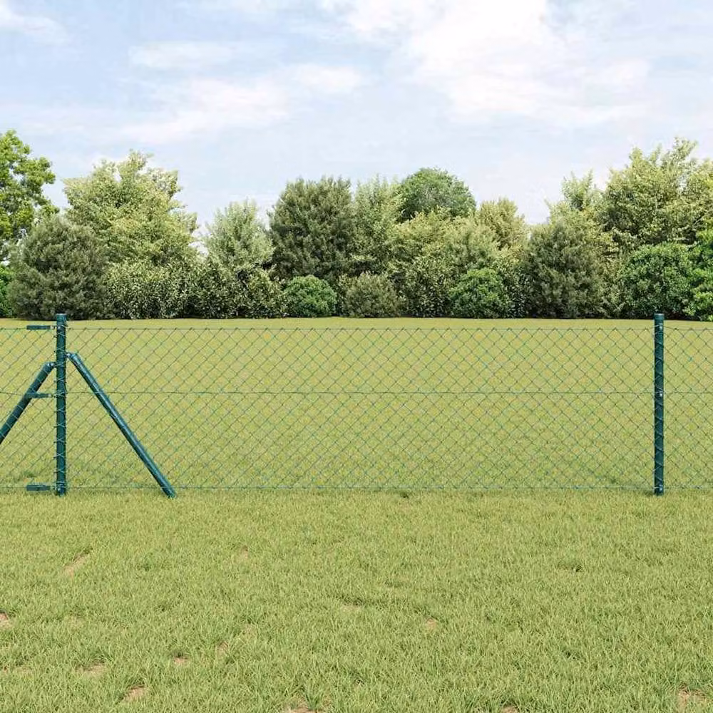 Berkfield Home Green PVC Coated Galvanised Steel Round Chain Link Fence, H: 0.4 m x W: 25 m – 1