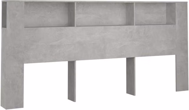 Berkfield Home Modern Headboard Cabinet in Concrete Grey, W: 220 cm, D: 18.5 cm, H: 104.5 cm