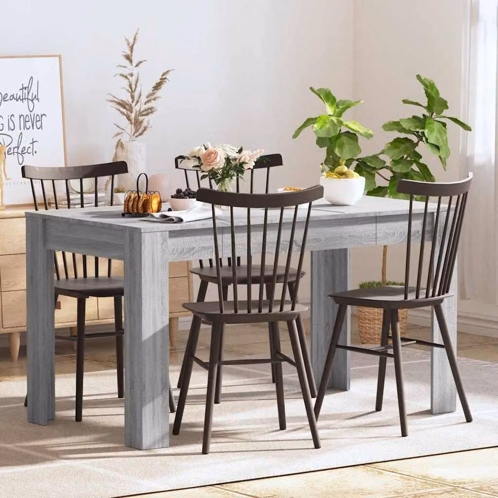 Berkfield Home Modern Rectangular Dining Table in Grey Sonoma, W/D/H: 140 x 74.5 x 76 cm – 2