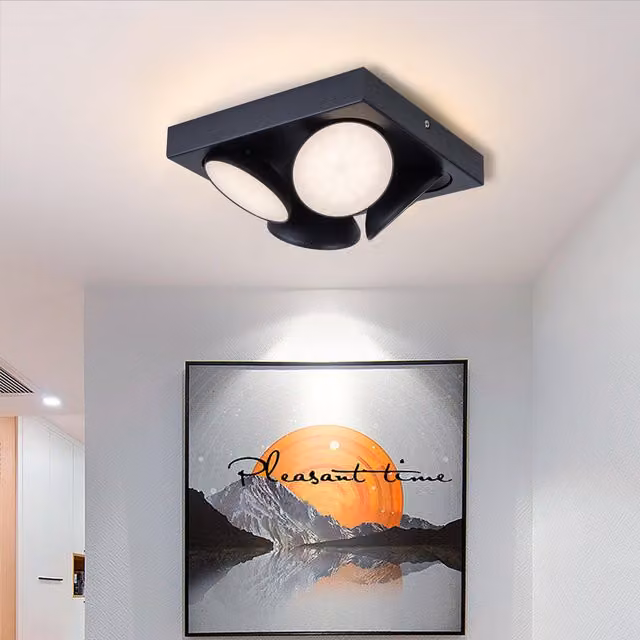 Harper Living 4 Way Square LED Ceiling Spotlight, Dimmable and Adjustable, Warm White 3000K, Black