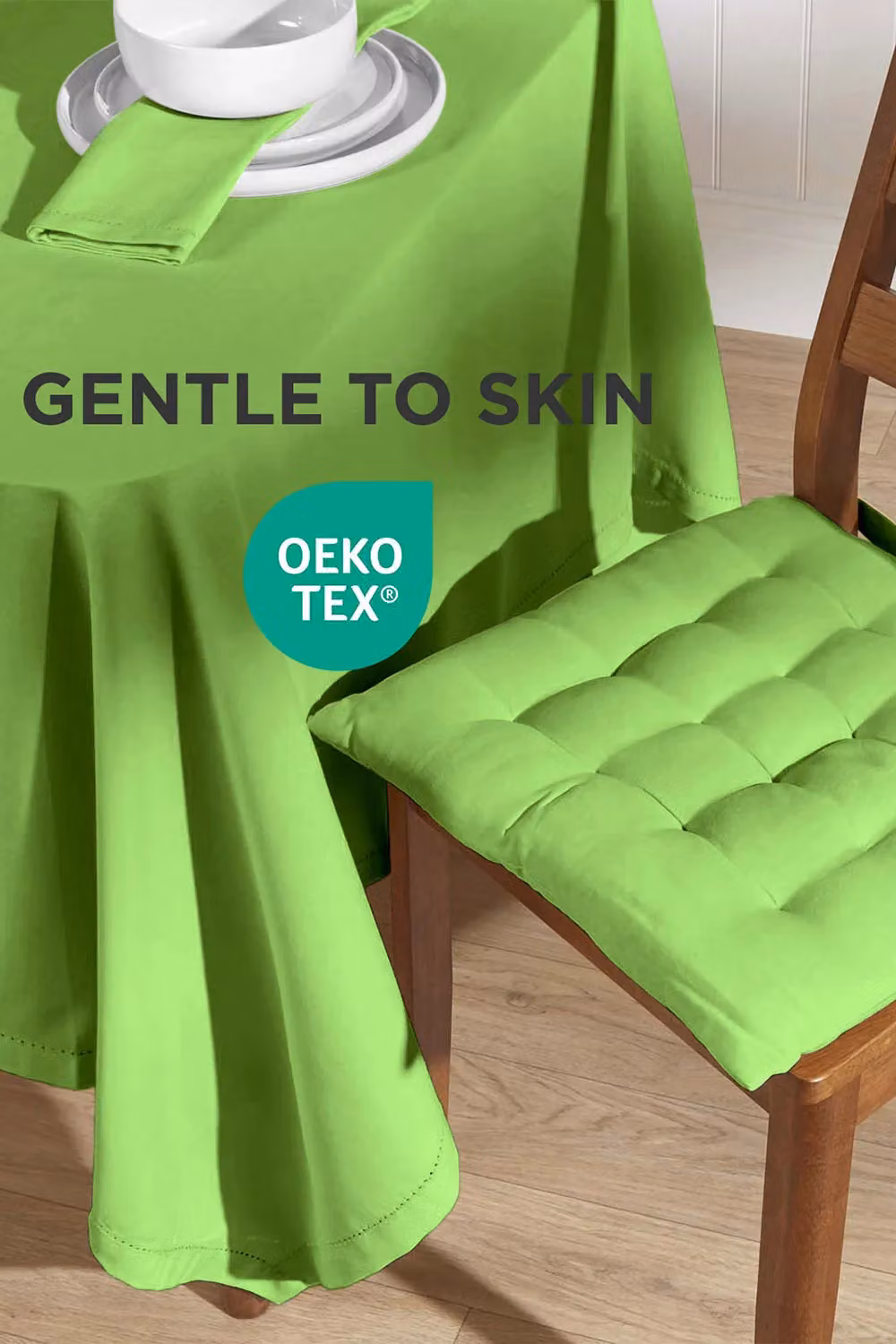 Homescapes Set of 4 Green Quilted Cotton Seat Pads, W/D/H: 40 x 40 x 6.5 cm – 3