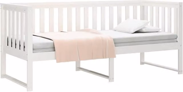 Berkfield Home Beautiful Day Bed in White Solid Pine Wood, W/D/H: 80 x 200 cm